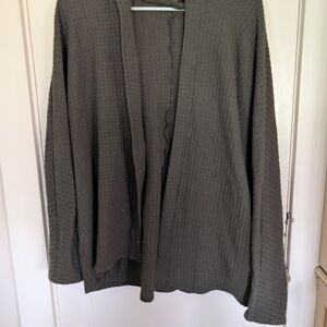 American Eagle Soft & Sexy Plush open front cardigan hooded Olive Green Size Med